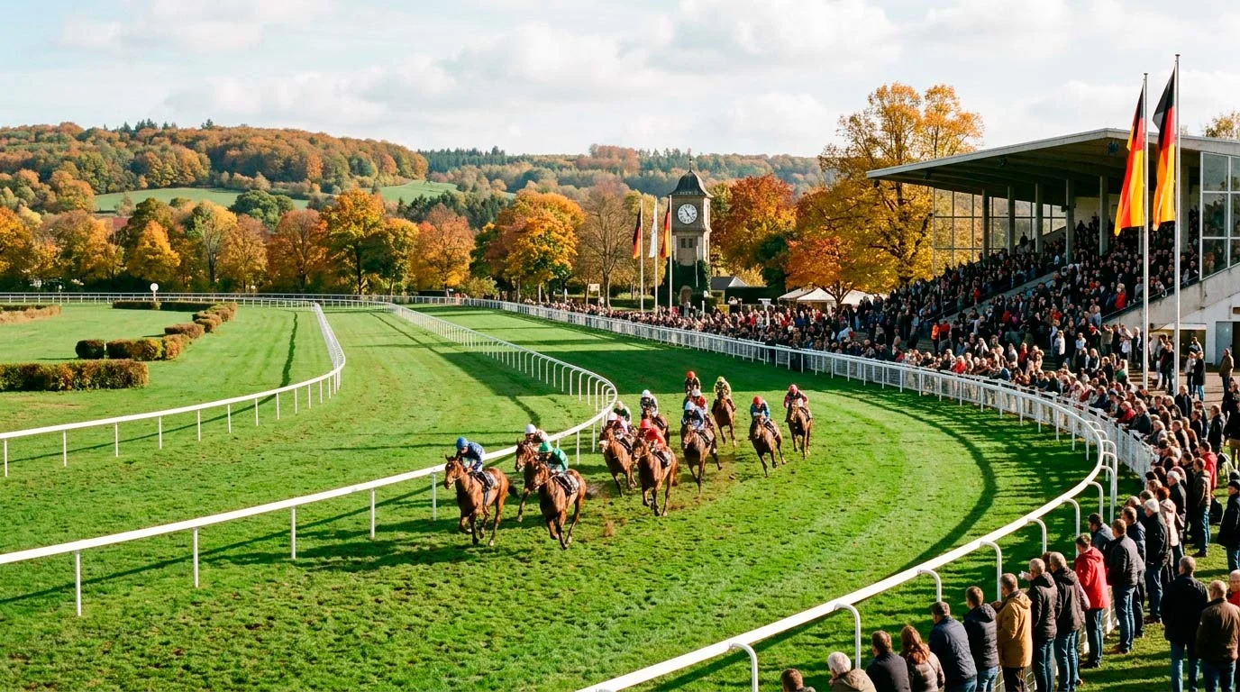 Rennbahn-Panorama als Symbol für den deutschen Galopprennsport und seine Kennzahlen 2025