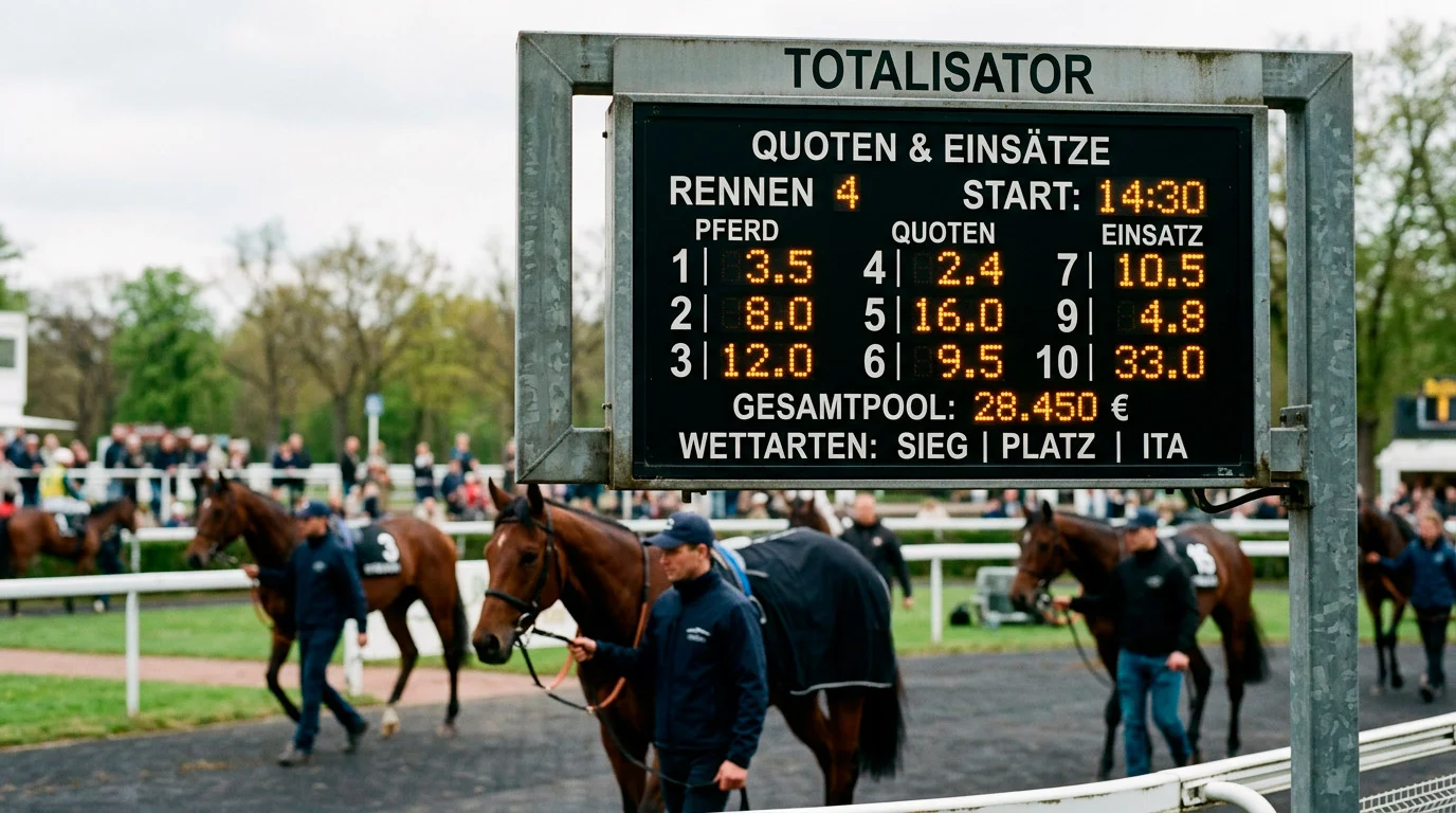 Totalisator-Quotentafel auf einer deutschen Pferderennbahn
