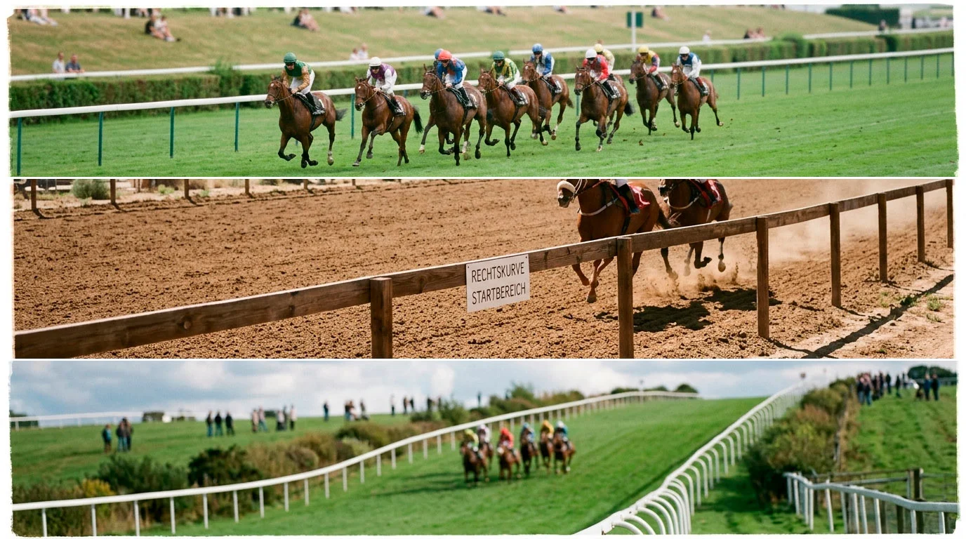 Internationale Galopprennen auf verschiedenen Rennbahnen als Symbol für das Racebets-Angebot